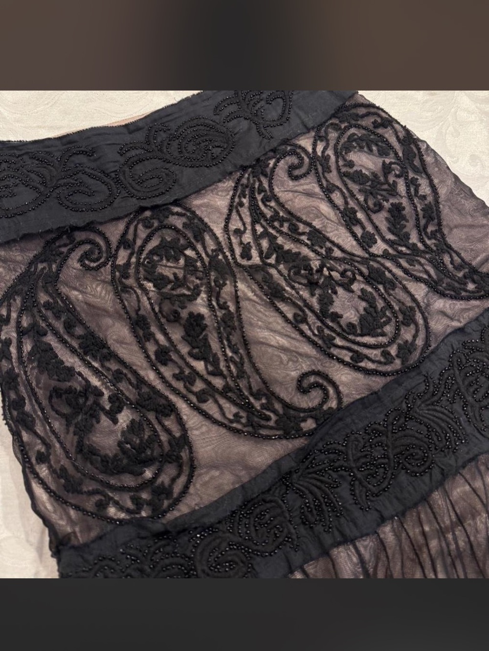 Vintage beaded Black maxi skirt - Picture 8 of 8